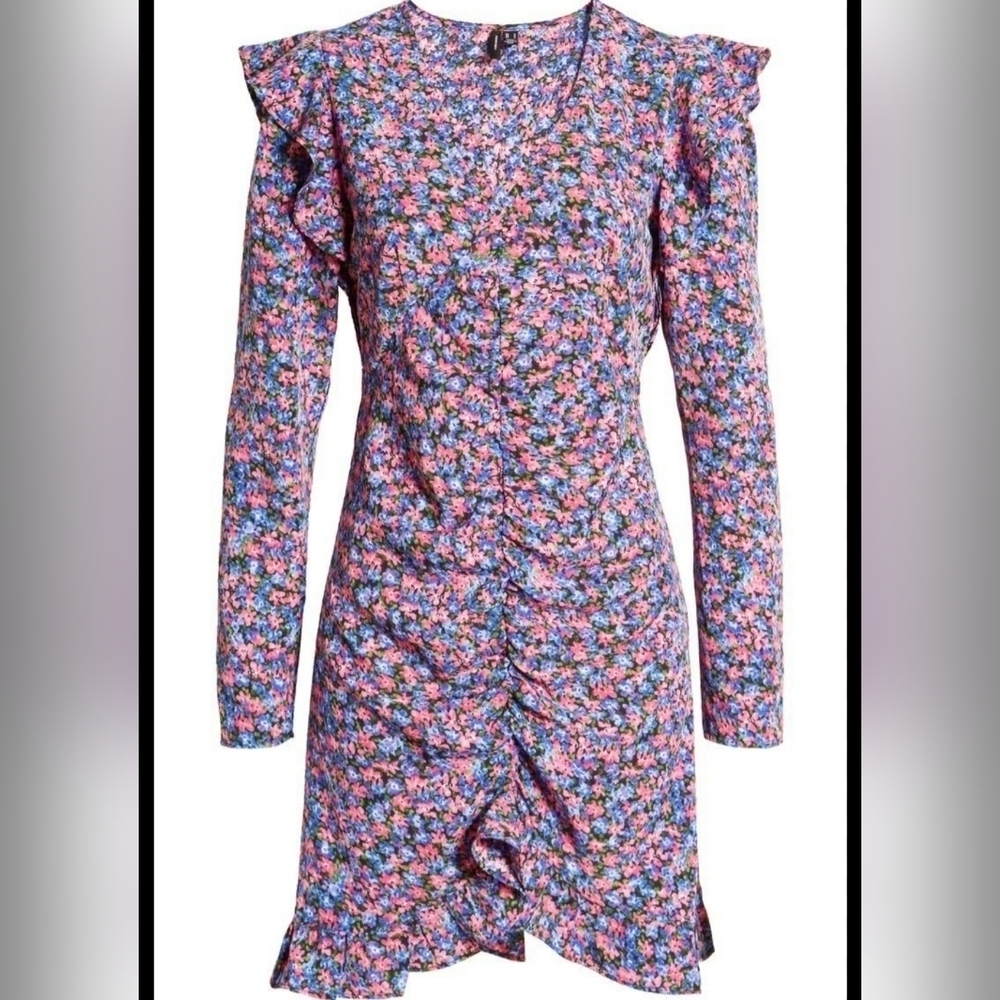 Vero Moda Purple Floral Ruffle Dress Medium Cottagecore Coquette Euro Summer New - Picture 5 of 11